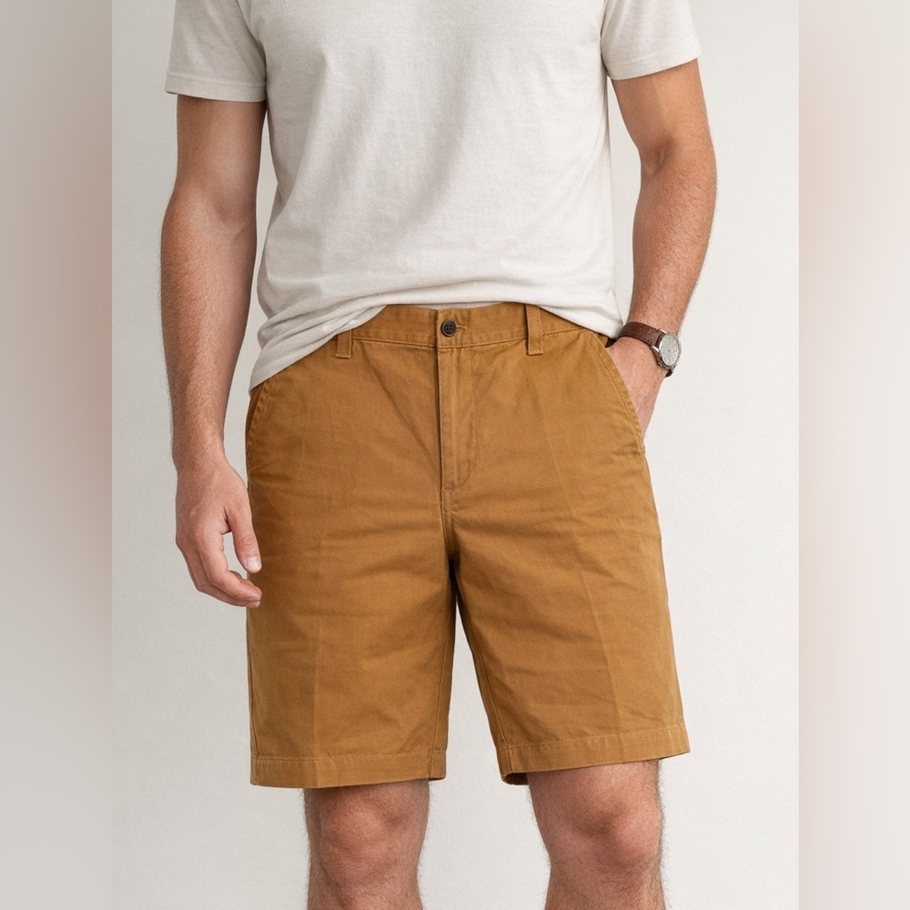 G.H. Bass & Co. Men's Brown Khaki Flat Front Shorts size 34 NWT